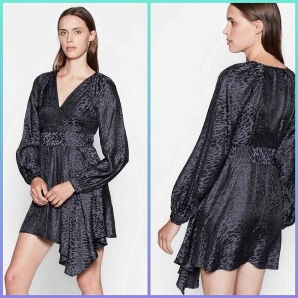 Equipment Alexandria Leopard Print Long Sleeve V-neck Mini Dress NEW Women's 6